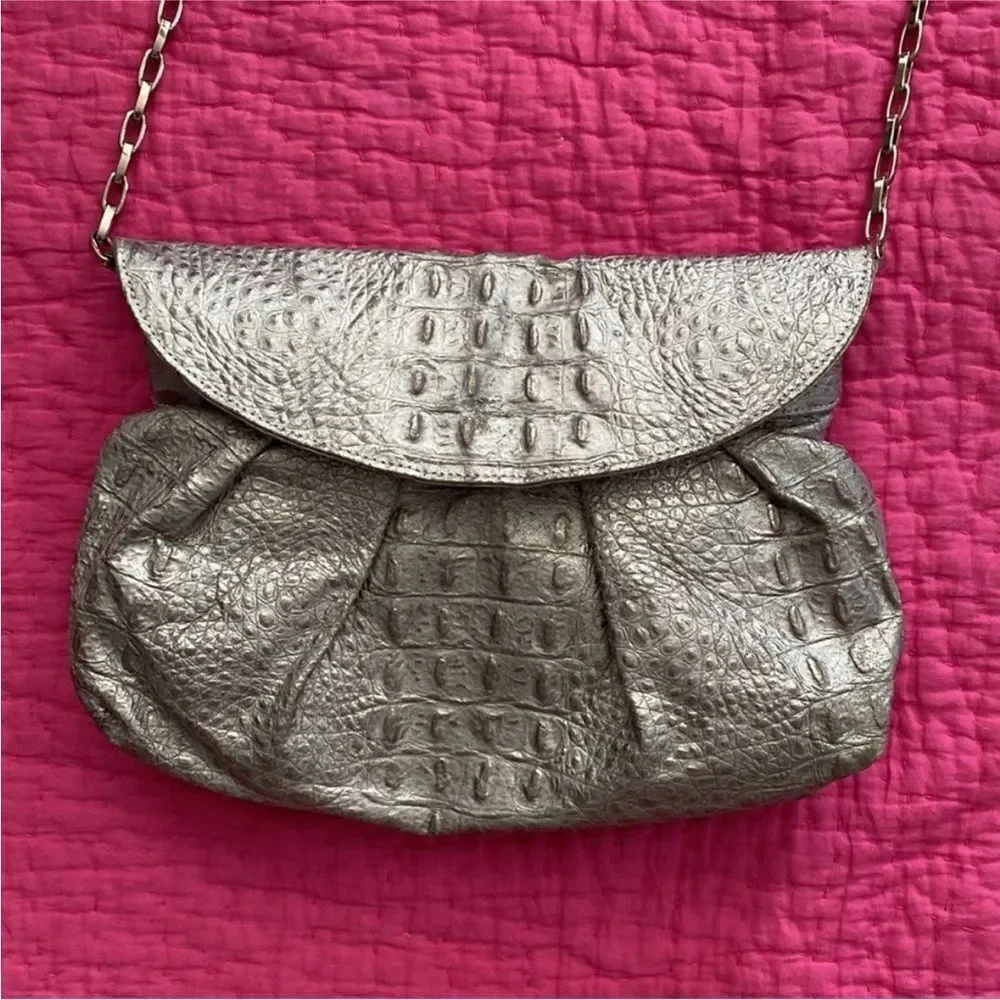 Zara Terez Silver Croc-Embossed Crossbody Bag